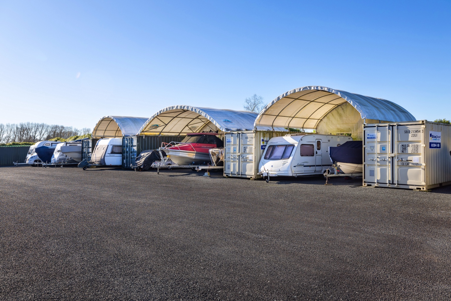 Small covered container shelter storage
